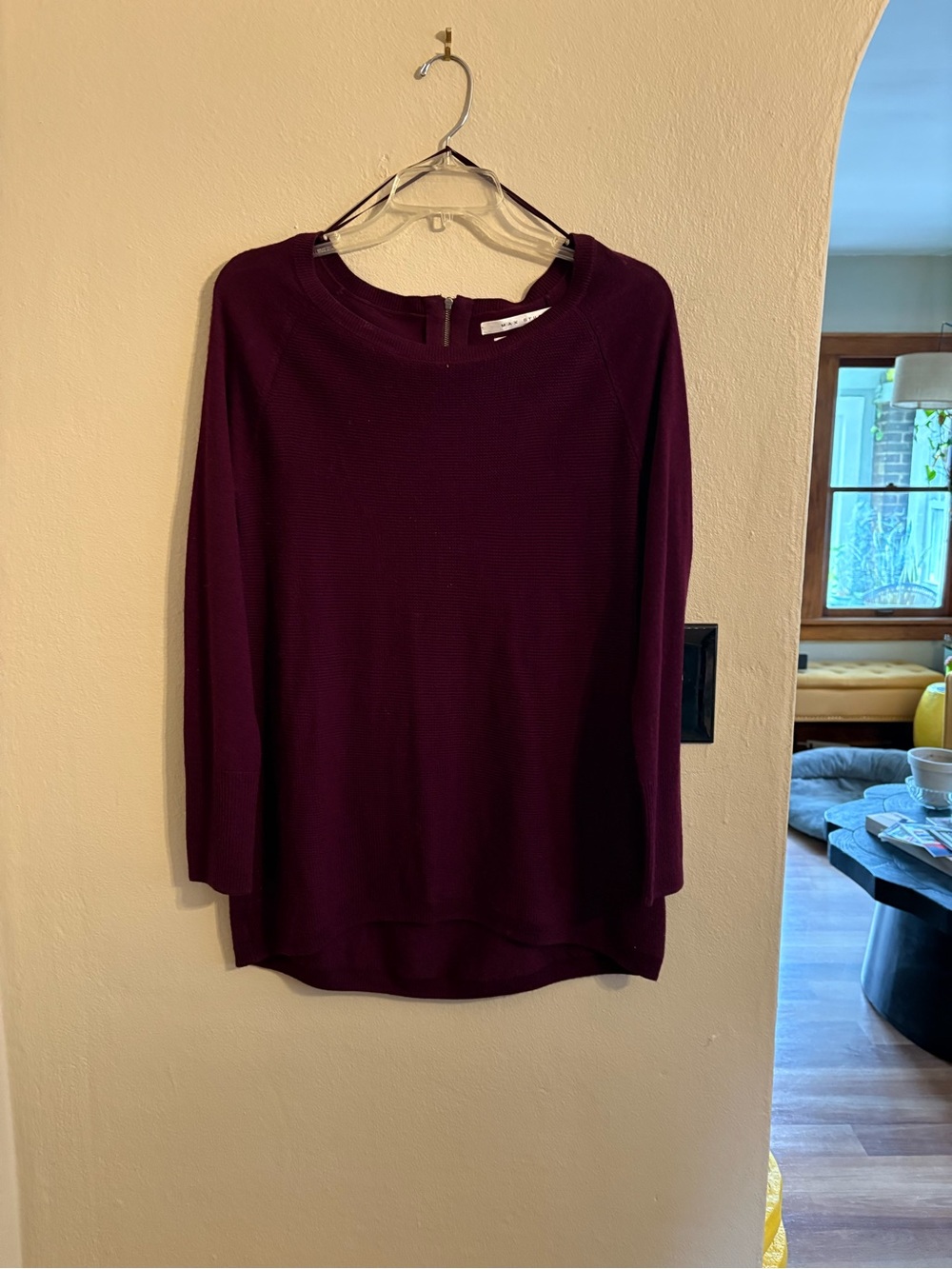 Max Studio Long Sleeve Crewneck Top - Plum